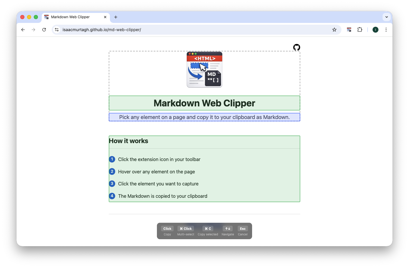 Multiple elements selected with green overlays