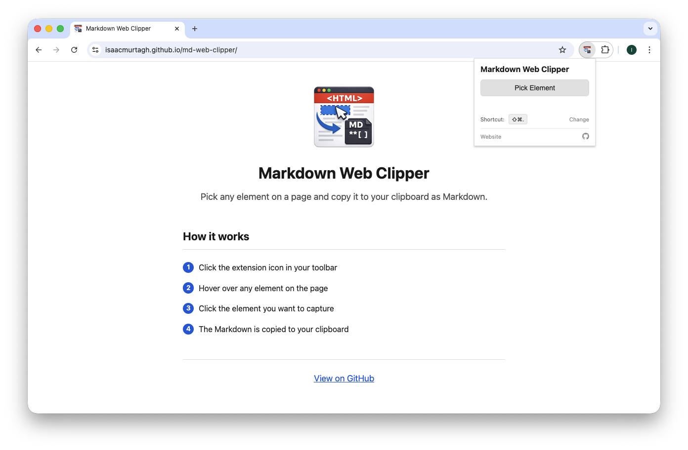 Element picker highlighting a page element